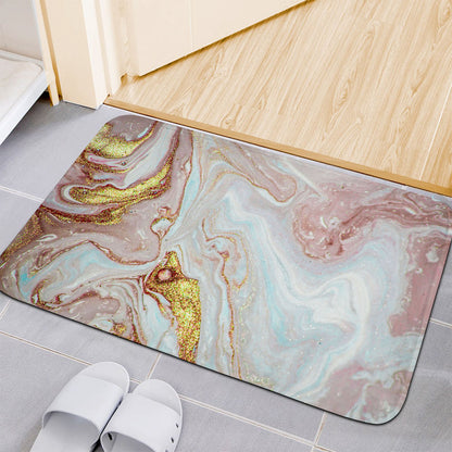 Pink Gold Liquid Marble Print Indoor Door Mat