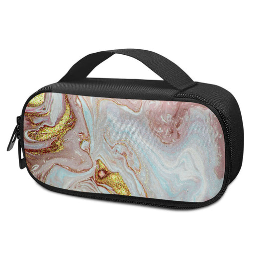 Pink Gold Liquid Marble Print Insulin Cooler Travel Case