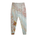 Pink Gold Liquid Marble Print Jogger Pants