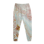 Pink Gold Liquid Marble Print Jogger Pants