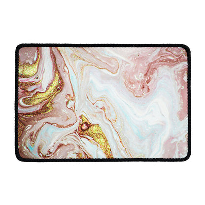 Pink Gold Liquid Marble Print Kitchen Mat
