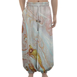 Pink Gold Liquid Marble Print Lantern Pants