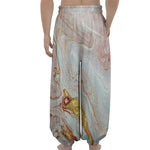 Pink Gold Liquid Marble Print Lantern Pants