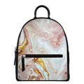 Pink Gold Liquid Marble Print Leather Backpack
