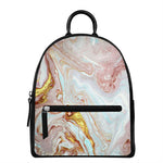 Pink Gold Liquid Marble Print Leather Backpack