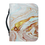 Pink Gold Liquid Marble Print Leather Bible Cover