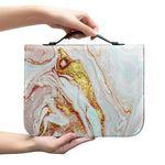 Pink Gold Liquid Marble Print Leather Bible Cover