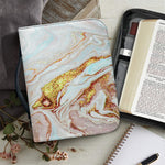 Pink Gold Liquid Marble Print Leather Bible Cover