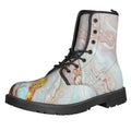 Pink Gold Liquid Marble Print Lace-Up Boots