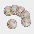 Pink Gold Liquid Marble Print Leather Coaster Set