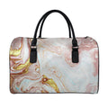 Pink Gold Liquid Marble Print Leather Duffel Bag