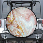 Pink Gold Liquid Marble Print Leather Spare Tire Cover