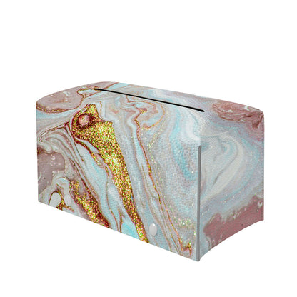 Pink Gold Liquid Marble Print Leather Tissue Box Cover