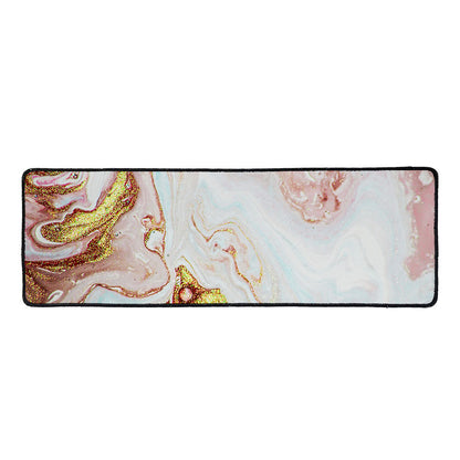 Pink Gold Liquid Marble Print Long Kitchen Mat