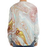 Pink Gold Liquid Marble Print Long Sleeve Baseball Jersey