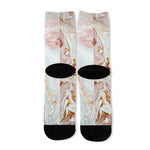 Pink Gold Liquid Marble Print Long Socks