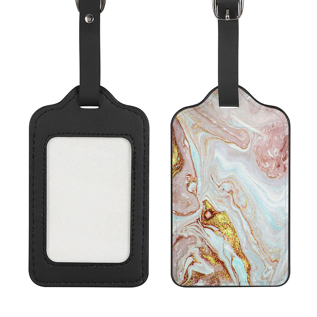 Pink Gold Liquid Marble Print Luggage Tag