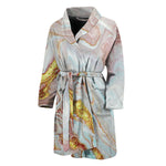Pink Gold Liquid Marble Print Men's Bathrobe