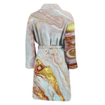 Pink Gold Liquid Marble Print Men's Bathrobe