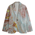 Pink Gold Liquid Marble Print Men's Blazer