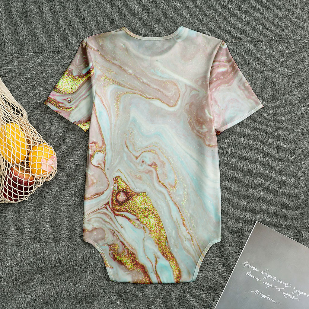 Pink Gold Liquid Marble Print Men's Bodysuit