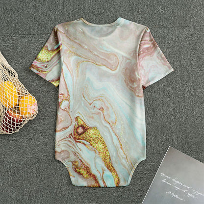 Pink Gold Liquid Marble Print Men's Bodysuit