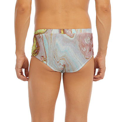 Pink Gold Liquid Marble Print Men's Briefs