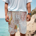 Pink Gold Liquid Marble Print Men's Cargo Shorts