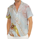Pink Gold Liquid Marble Print Men's Deep V-Neck Shirt