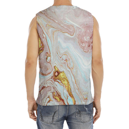 Pink Gold Liquid Marble Print Men's Fitness Tank Top