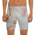 Pink Gold Liquid Marble Print Men's Long Boxer Briefs