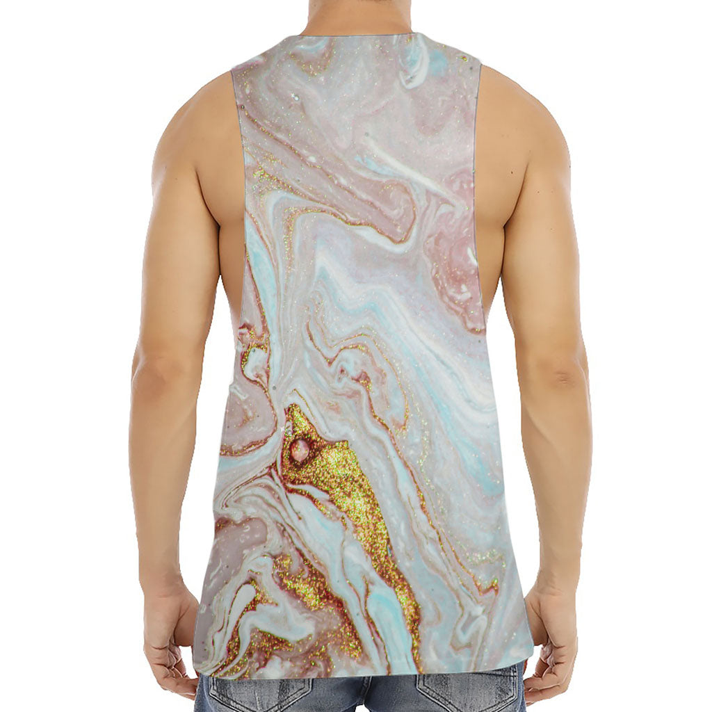 Pink Gold Liquid Marble Print Men's Muscle Tank Top
