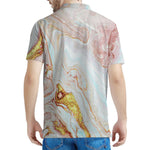Pink Gold Liquid Marble Print Men's Polo Shirt