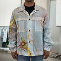 Pink Gold Liquid Marble Print Men's Shirt Jacket