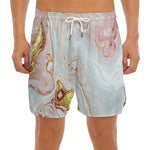 Pink Gold Liquid Marble Print Men's Split Running Shorts