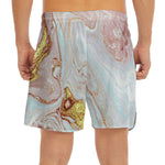 Pink Gold Liquid Marble Print Men's Split Running Shorts
