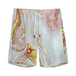Pink Gold Liquid Marble Print Men's Sports Shorts