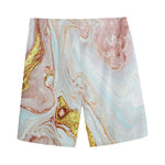 Pink Gold Liquid Marble Print Men's Sports Shorts
