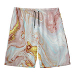 Pink Gold Liquid Marble Print Men's Swim Trunks