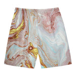 Pink Gold Liquid Marble Print Men's Swim Trunks