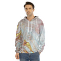 Pink Gold Liquid Marble Print Men's Velvet Pullover Hoodie