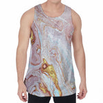 Pink Gold Liquid Marble Print Men's Velvet Tank Top