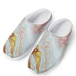 Pink Gold Liquid Marble Print Mesh Casual Shoes