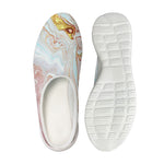 Pink Gold Liquid Marble Print Mesh Casual Shoes