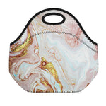 Pink Gold Liquid Marble Print Neoprene Lunch Bag