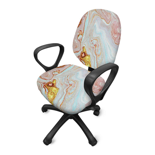 Pink Gold Liquid Marble Print Office Chair Cover