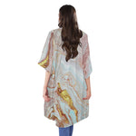 Pink Gold Liquid Marble Print Open Front Beach Cover Up