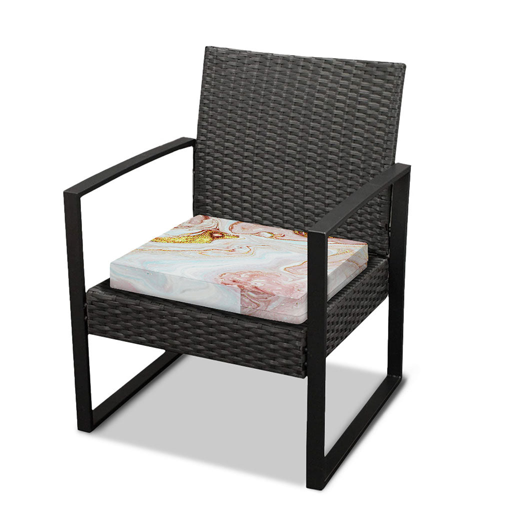 Pink Gold Liquid Marble Print Outdoor Seat Cushion Cover