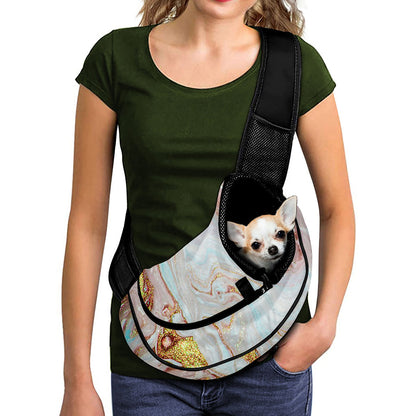 Pink Gold Liquid Marble Print Pet Sling Carrier