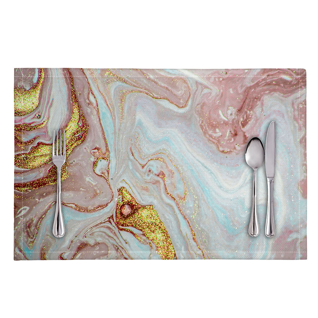 Pink Gold Liquid Marble Print Placemat